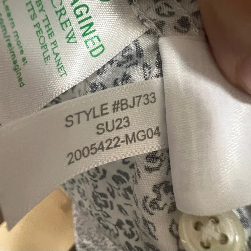 J. Crew Re-Imagined short sleeve button down shirt White & Black Floral XL